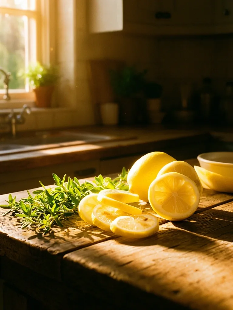 Luce solare su ingredienti naturali