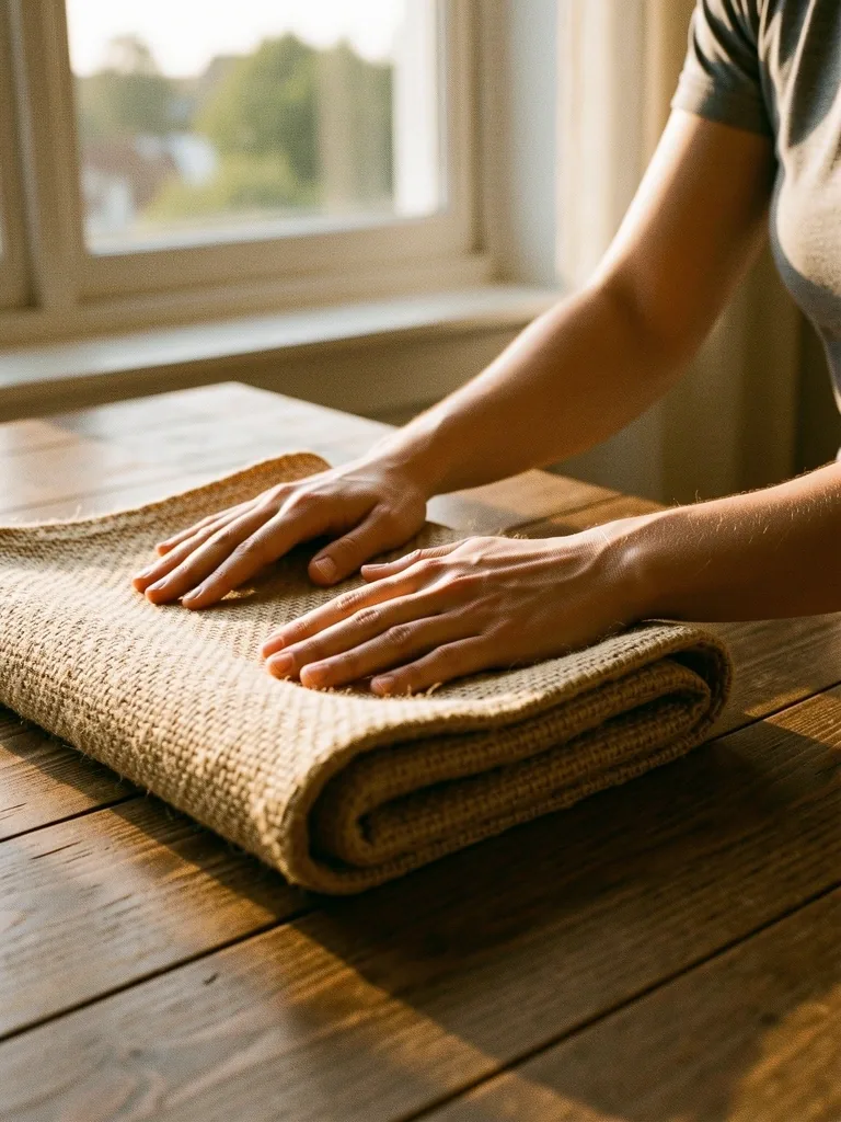 Mani che lavorano tessuti naturali